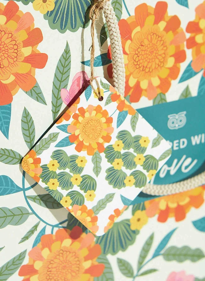 Chumbak  Marigold Gift Bag with Tag, White  | Best Price UAE