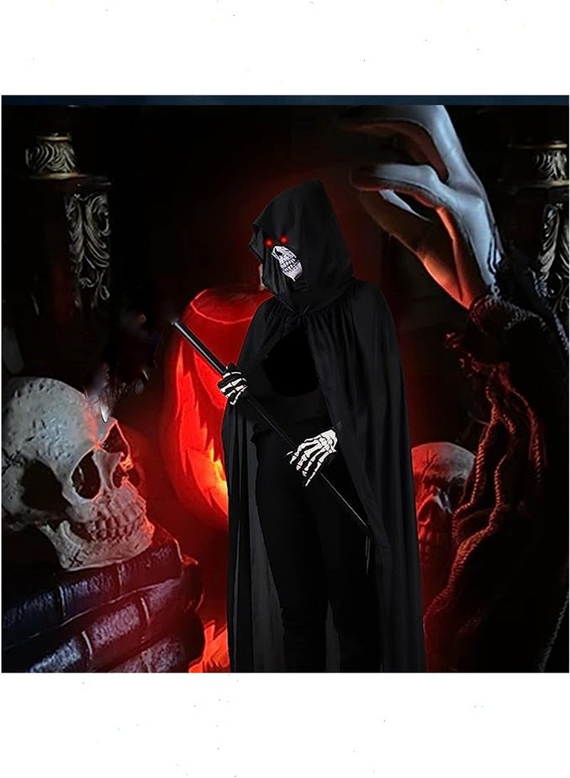 Yoawllty 5 PCS Halloween Costumes for Kids, Unisex Long Hooded Cloak Halloween Costume for Age 8-15 Years with Luminous Glasses, Gloves for Cosplay, Halloween Costume for Halloween Decoration - Image 5