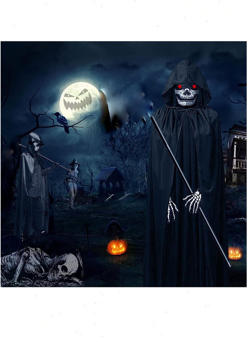 Yoawllty 5 PCS Halloween Costumes for Kids, Unisex Long Hooded Cloak Halloween Costume for Age 8-15 Years with Luminous Glasses, Gloves for Cosplay, Halloween Costume for Halloween Decoration - Image 4