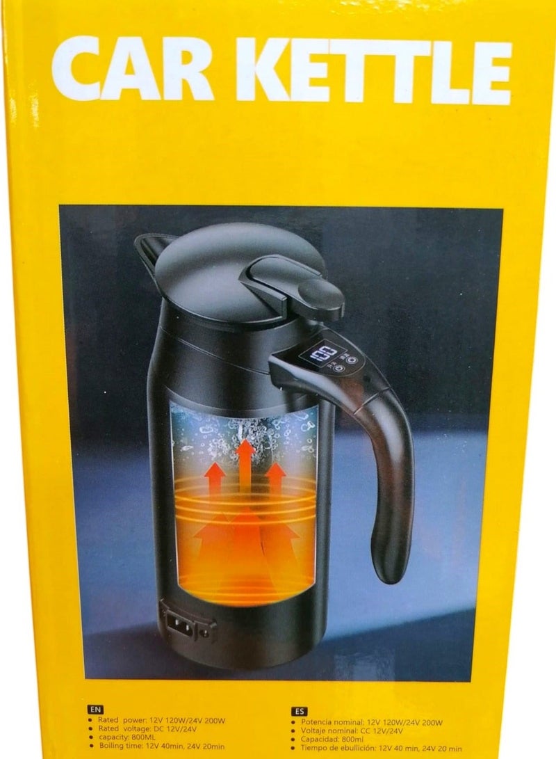 دينكس غلاية كهربائية لتسخين كوب الماء للسيارة 12 فولت/24 فولت 800 مل، لون أسود - Image 5