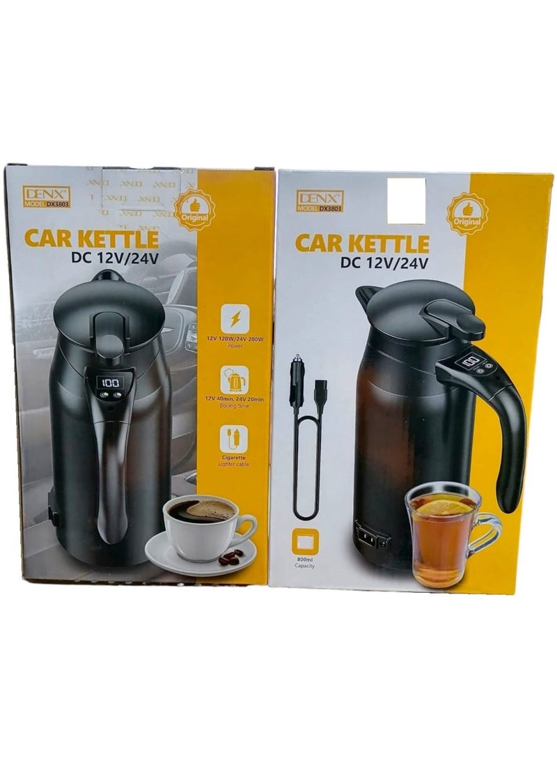 دينكس غلاية كهربائية لتسخين كوب الماء للسيارة 12 فولت/24 فولت 800 مل، لون أسود - Image 3