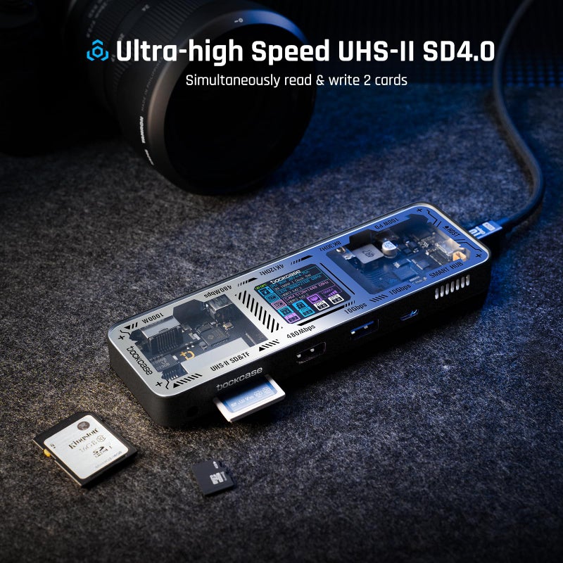 DOCKCASE Explorer Edition USB C Hub (10-in-1) with 4K@60Hz HDMI & DP, Gigabit Ethernet,1 USB-C and 3 USB-A Ports,100W Power Delivery, UHS-II TF/SD Card Slot for MacBook Air/Pro,XPS,and More - Image 4