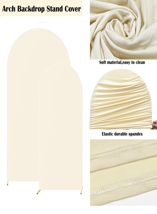 HAINARverS Set of 2 Wedding Arch Cover 6FT,7.2FT Spandex Fitted Stretchy Arch Stand Covers,2 Sided Round Top Chiara Backdrop Cover for Birthday Party Banquet Baby Shower Arch Decoration(Beige) - Image 4
