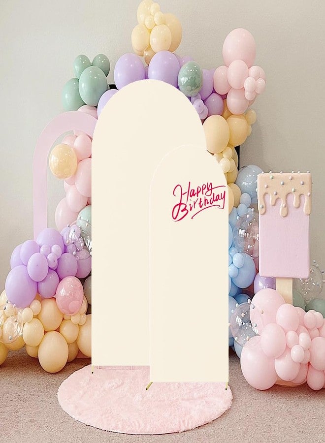 HAINARverS Set of 2 Wedding Arch Cover 6FT,7.2FT Spandex Fitted Stretchy Arch Stand Covers,2 Sided Round Top Chiara Backdrop Cover for Birthday Party Banquet Baby Shower Arch Decoration(Beige) - Image 2