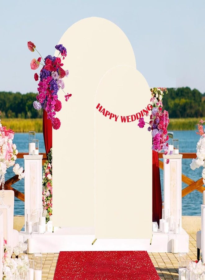 HAINARverS Set of 2 Wedding Arch Cover 6FT,7.2FT Spandex Fitted Stretchy Arch Stand Covers,2 Sided Round Top Chiara Backdrop Cover for Birthday Party Banquet Baby Shower Arch Decoration(Beige) - Image 5