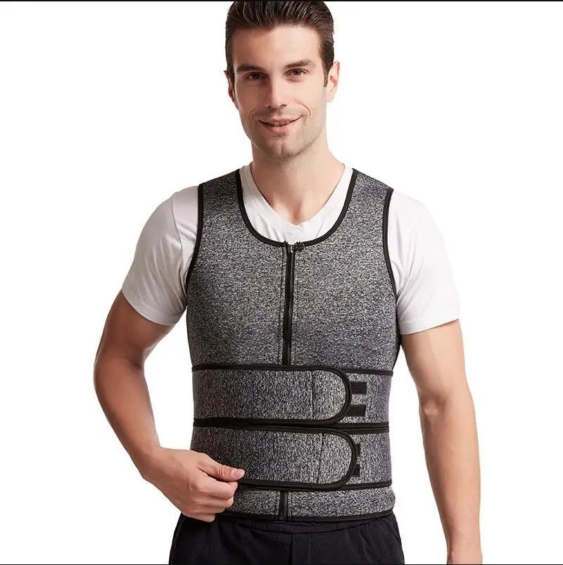 Bluejw Sauna Suit Waist Trainer for Men - Sweat Vest Workout with Adjustable Double Waist Trimmer Belt - Image 1