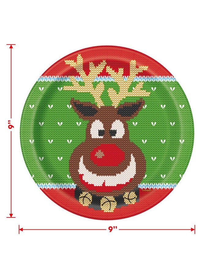 Live It Up! Party Supplies Live It Up! Party Supplies Ugly Sweater Christmas Holiday Paper Dinner Plates and Luncheon Napkins (Serves 16) - Image 3