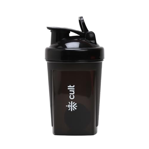 CULT Micro Protein Shaker Bottle 500ml for Men & Women – Compact, Leakproof, BPA-Free Gym Shaker with Wire Mixer – Ideal for Protein Shakes, Pre-Workout & Smoothies - Black - Image 1