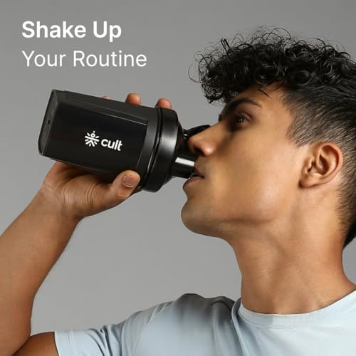 CULT Micro Protein Shaker Bottle 500ml for Men & Women – Compact, Leakproof, BPA-Free Gym Shaker with Wire Mixer – Ideal for Protein Shakes, Pre-Workout & Smoothies - Black - Image 3