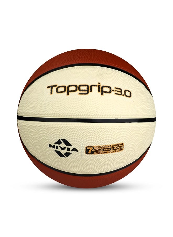 Nivia Top Grip 3.0 Basketbal, 8 Panels, Soft Rubber Cover Molded, Butyl Threadwounded Bladder, For All Indoor & Outdoor Surfaces (Multicolor, Size - 7) - Image 1