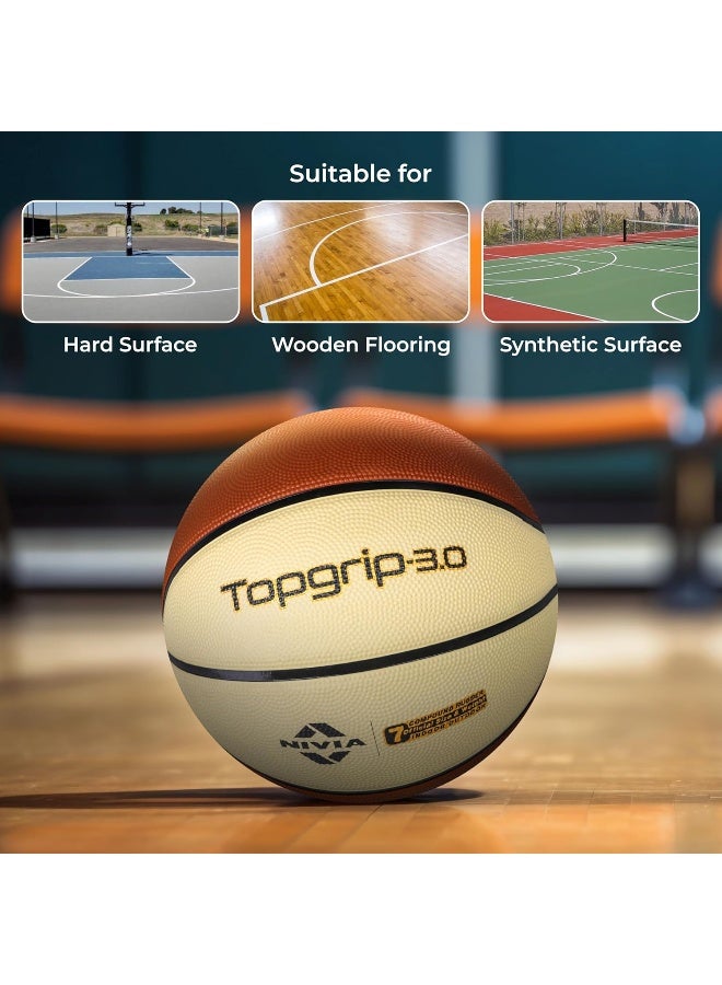 Nivia Top Grip 3.0 Basketbal, 8 Panels, Soft Rubber Cover Molded, Butyl Threadwounded Bladder, For All Indoor & Outdoor Surfaces (Multicolor, Size - 7) - Image 4