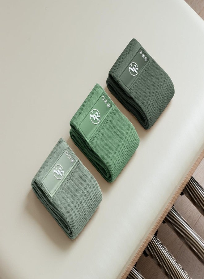 Your Reformer Fabric Booty Band Set for Pilates and Other Workouts- 3 Levels of Resistance 100% Latex Free (Sage) - Image 2