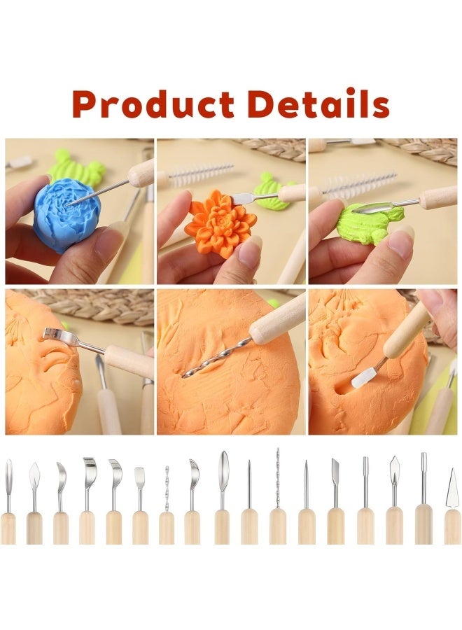 11Pcs Polymer Clay Tools Pottery Carving Tools Ceramic Modeling Sculpting Tool Set for Molding Cutting Trimming Shaping, Double-Sided, Wooden Handles - Image 4