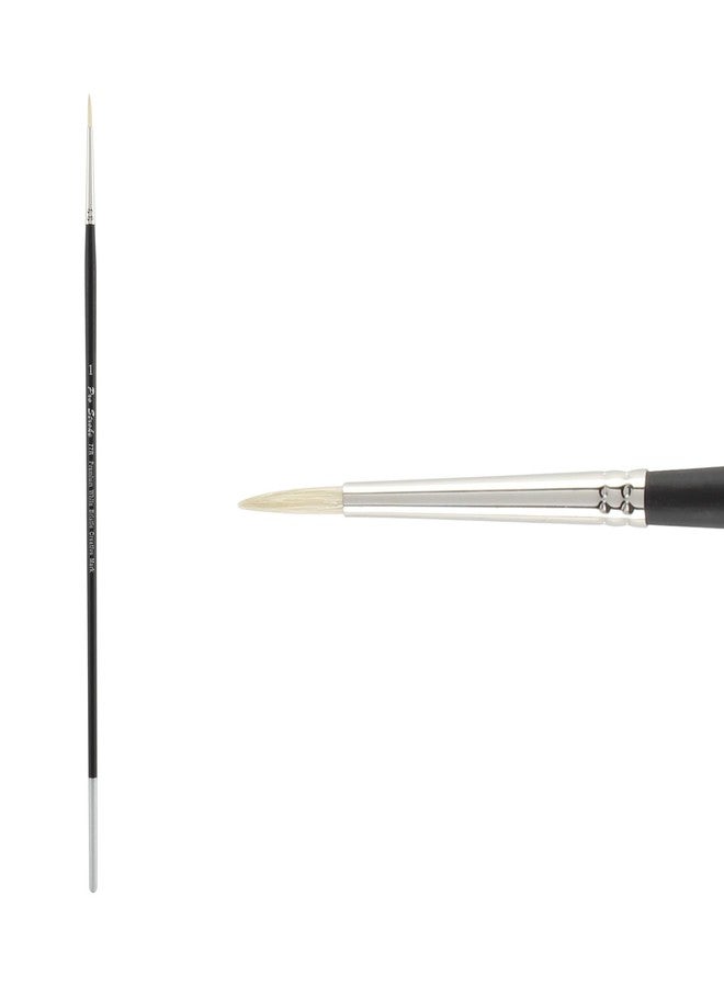 Creative Mark Pro Stroke Premium White Chungking Hog Bristle Artist Paint Brush - Round # 1 - Natural Bristle Brush w/Great Control Suitable for Oils, Watercolors, Acrylics, Alkyds, Caseins - Image 2