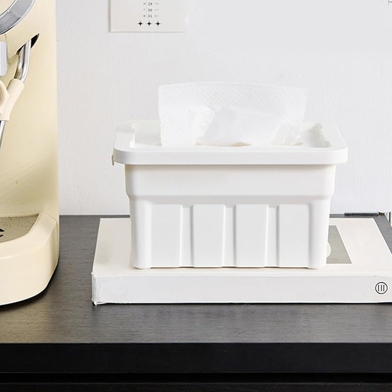 حامل علبة المناديل المكتبي الصناعي بأسلوب رجعي أصفر قاعدة محملة بنابض سعة كبيرة - Image 4