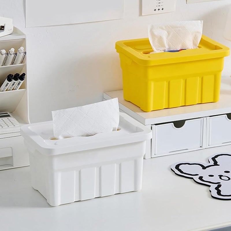 حامل علبة المناديل المكتبي الصناعي بأسلوب رجعي أصفر قاعدة محملة بنابض سعة كبيرة - Image 5