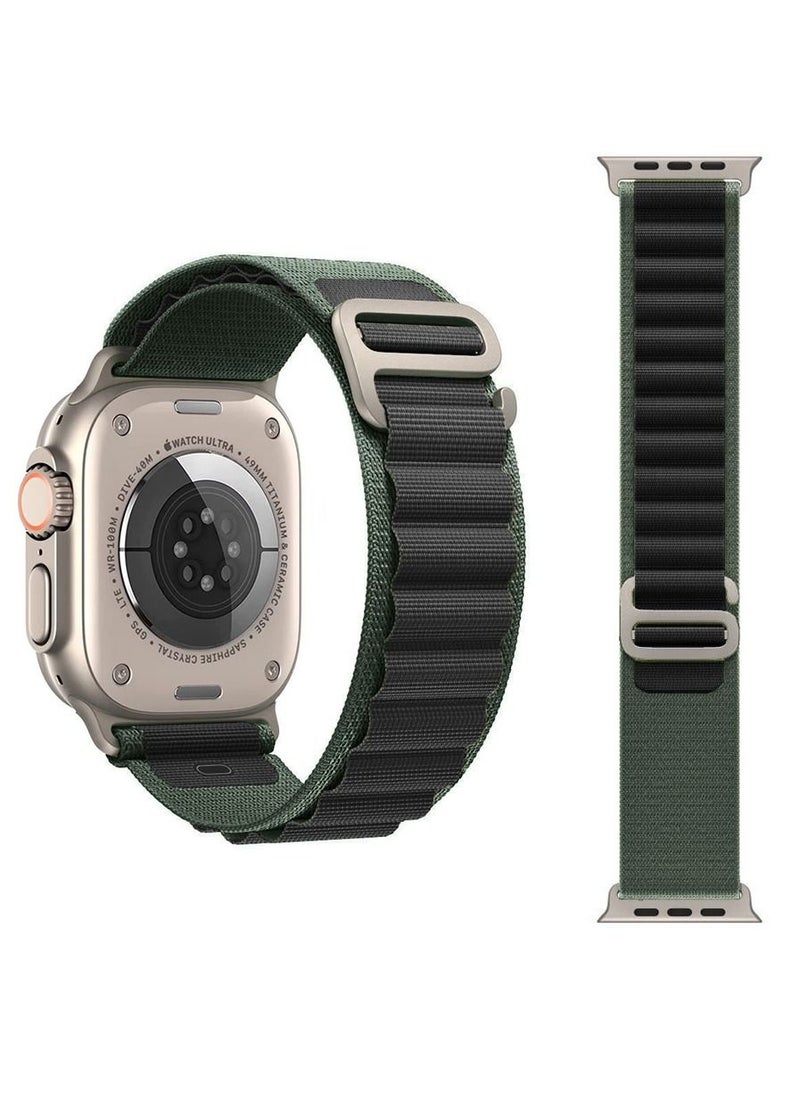 CATANES - Alpine Loop Band 49mm 45mm 44mm for Apple Watch Series Ultra/8/SE/7/6/5/4/3/2/1 Nylon Woven Textile Loop Sport Strap Wristband Black/Green - Image 1