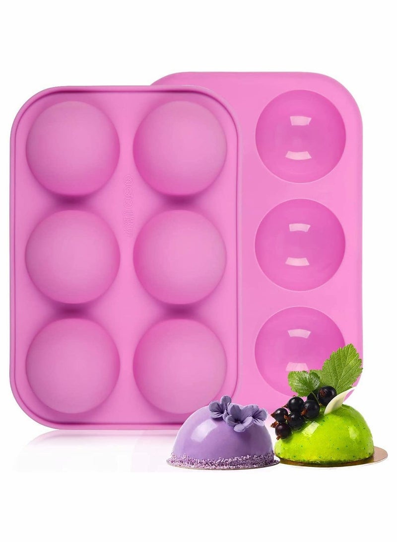 2Pcs Silicone Molds for Baking, Mini Candy  Chocolate Making Tools, 6 Holes Semi Sphere Baking Mold Hot Bomb, Cake, Muffin, Candy, Pudding  - Image 1