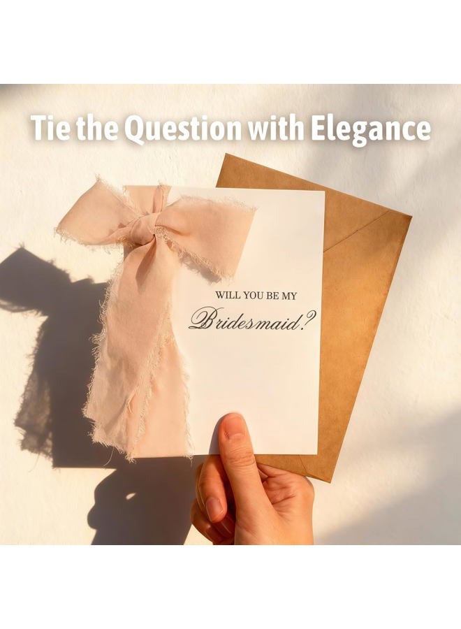 SEEBERY Bridesmaid Proposal Gift Set - Will You Be My Bridesmaid Card with Envelope, Gold Stickers & Ribbon Bow for Wedding or Bridal Shower, Champagne - Image 4