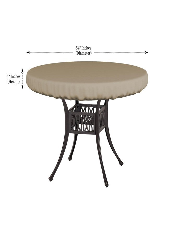 Covers & all 12 Oz Round Table Top Cover 54 Inch, Waterproof & UV-Resistant Perfect Table Cover for Dining Table Buffet Parties Picnic Camping Outdoor (54" Dia x 4" H Inches, Beige) - Image 2