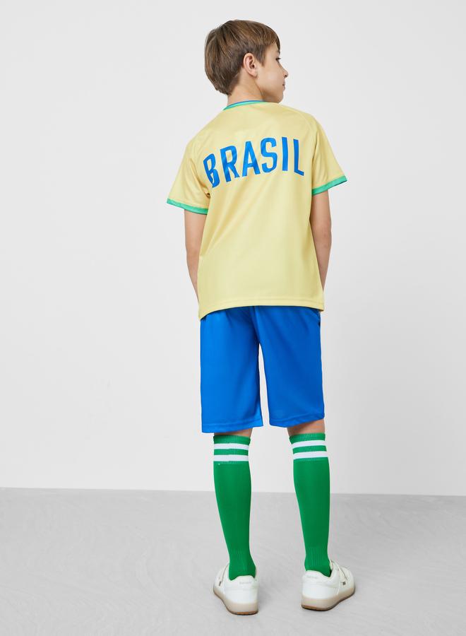 Styli Teens Brazil Print Jersey T-Shirt and Shorts FIFA Football Set - Image 3