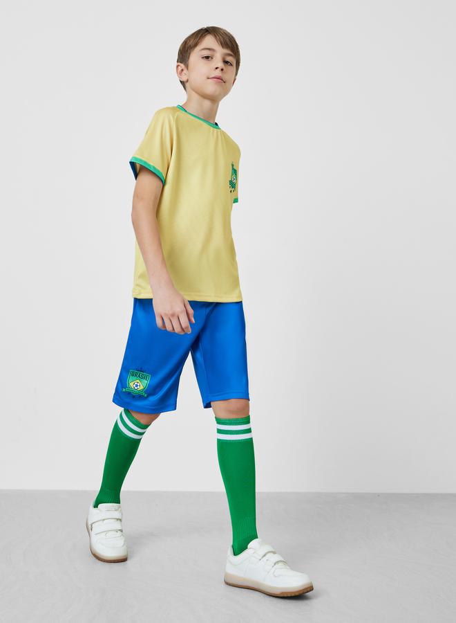 Styli Teens Brazil Print Jersey T-Shirt and Shorts FIFA Football Set - Image 2