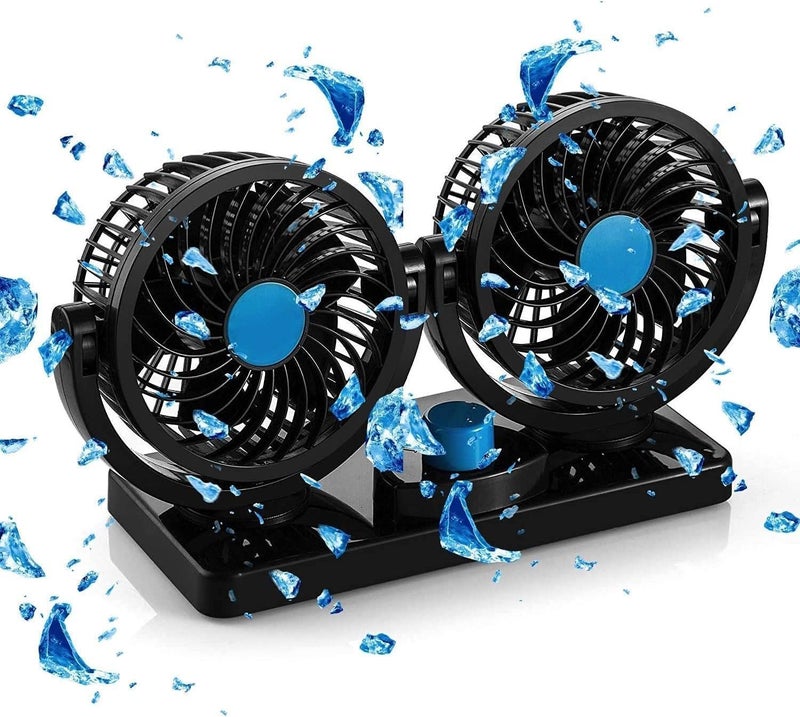 Car Fan Clip On USB Powered Mini Cooling Fan For Desk Office Strong Airflow Adjustable Speed Rotatable Head Small Portable Fan For Car Interior Silent Operation