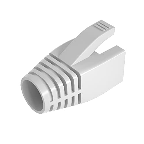 VIVOCH 50 Pcs Cat6 Cat6A Cat7 Strain Relief Boot, RJ45 Plug Connector Cover Modular Network Plug Connector Cap Cable Connector Boots, White - Image 1
