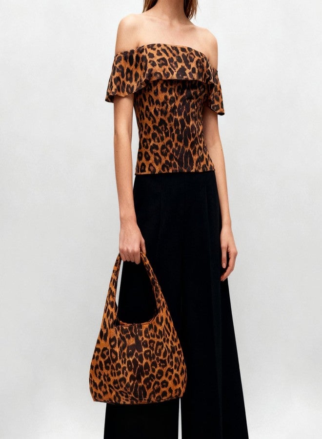 ENBEI Large Leopard Hobo Bag for Women Trendy Shoulder Tote Bag, Foldable Lightweight Travel Bag, Fashion Handbag for Shopping, Work & Daily Use - Image 2