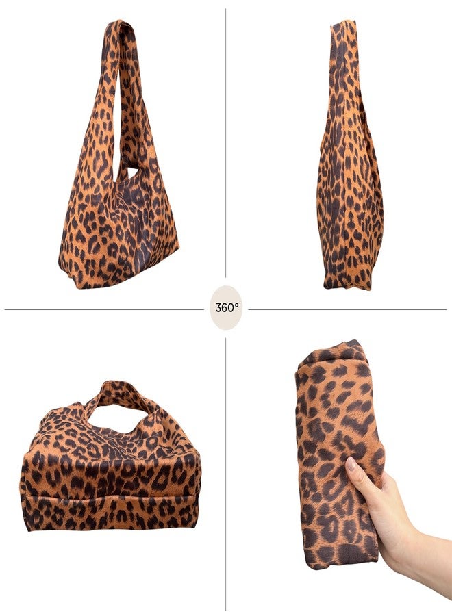ENBEI Large Leopard Hobo Bag for Women Trendy Shoulder Tote Bag, Foldable Lightweight Travel Bag, Fashion Handbag for Shopping, Work & Daily Use - Image 4