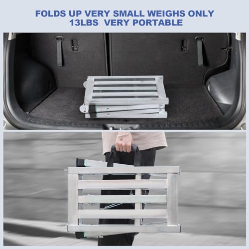 JUKJNB Adjustable Work Platform with 400 lb Duty Rating, Steel Step Ladder, Portable Folding Scaffolding Platform for RV Cleaning High Painting Walls, Drywall, Decorating (100 CM) - Image 2