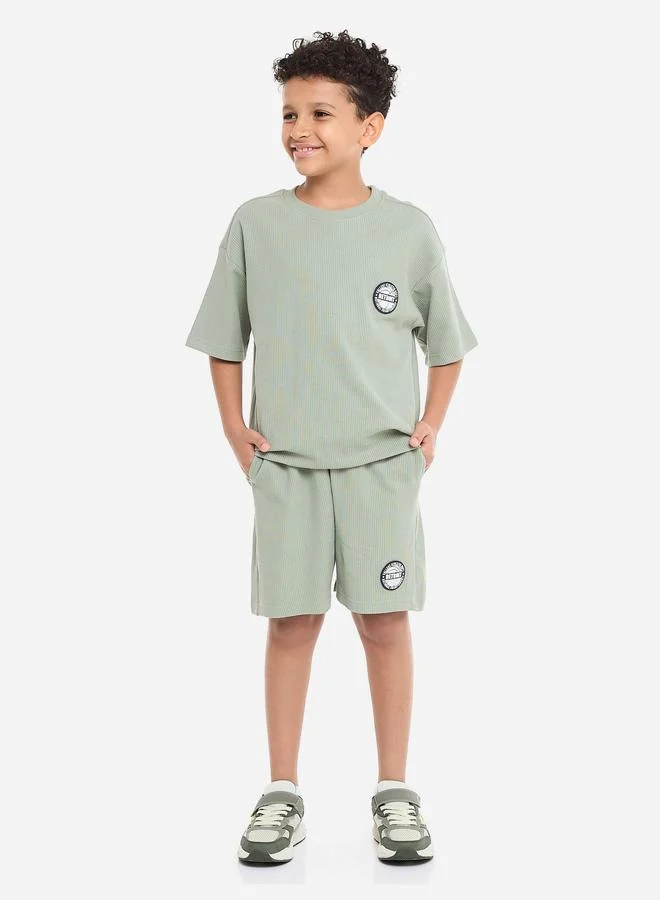 victor and jane Victor And Jane Boys Jacquard Cotton T-Shirt and Shorts Set