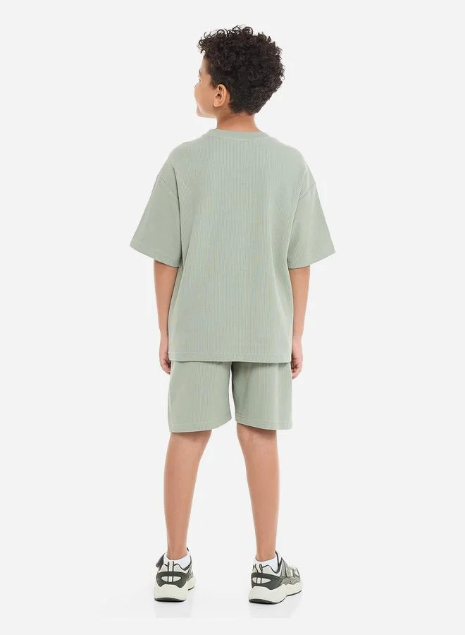 victor and jane Victor And Jane Boys Jacquard Cotton T-Shirt and Shorts Set