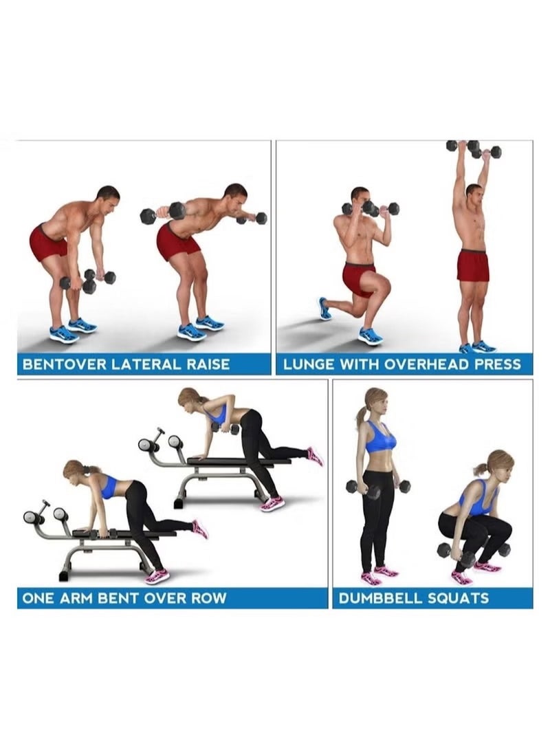 Huitich Gym Fitness Rubber Hex Dumbbell – 7.5kg | 2pc - Image 5