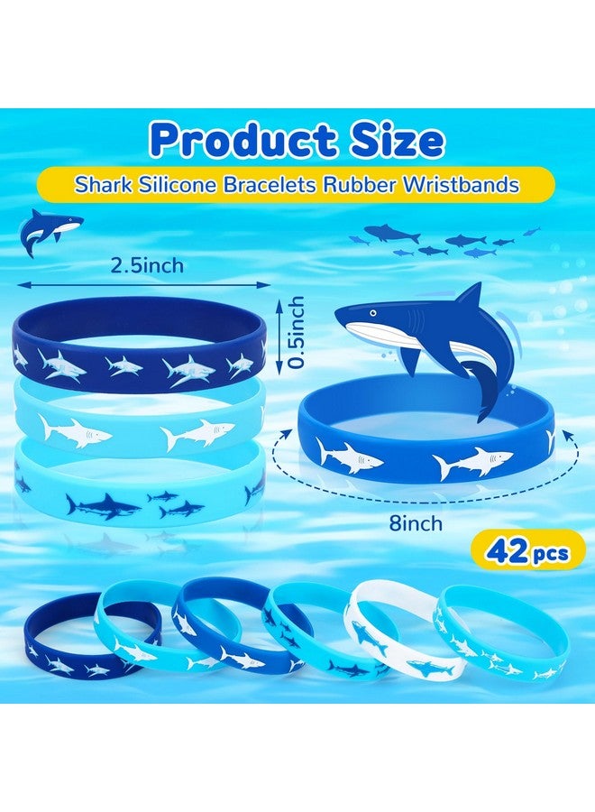 JUNEBRUSHS Shark Party Favors, 42pcs Ocean Sea Life Shark Silicone Bracelets Rubber Wristbands for Baby Shower Under The Sea Themed Kids Birthday Party Gift Decorations Supplies - Image 2