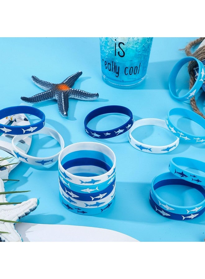 JUNEBRUSHS Shark Party Favors, 42pcs Ocean Sea Life Shark Silicone Bracelets Rubber Wristbands for Baby Shower Under The Sea Themed Kids Birthday Party Gift Decorations Supplies - Image 4