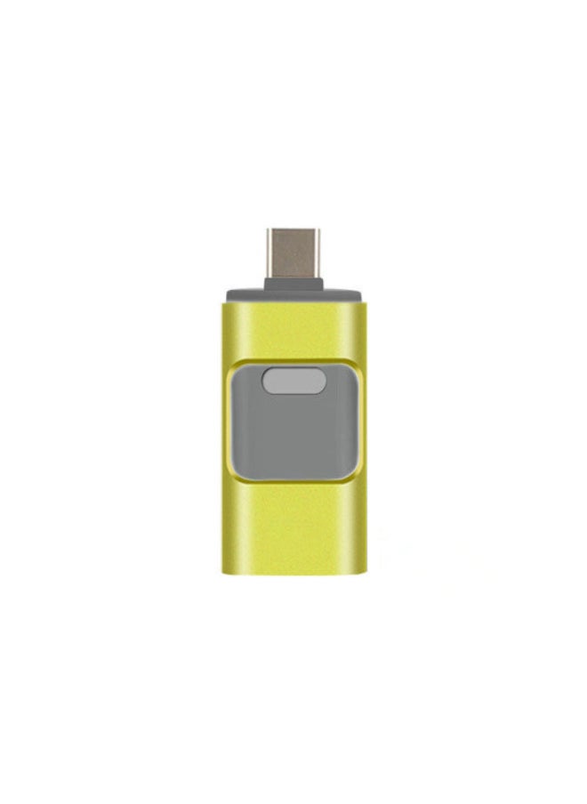 محرك أقراص فلاش USB متعدد الوظائف أربعة في واحد مناسب لجهاز Apple Type C Android سعة كاملة 128 جرامًا عالي السرعة للهاتف المحمول محرك فلاش USB - اللون: أصفر ليموني (نافذة كبيرة) - السعة: 256 جيجابايت  - Image 1