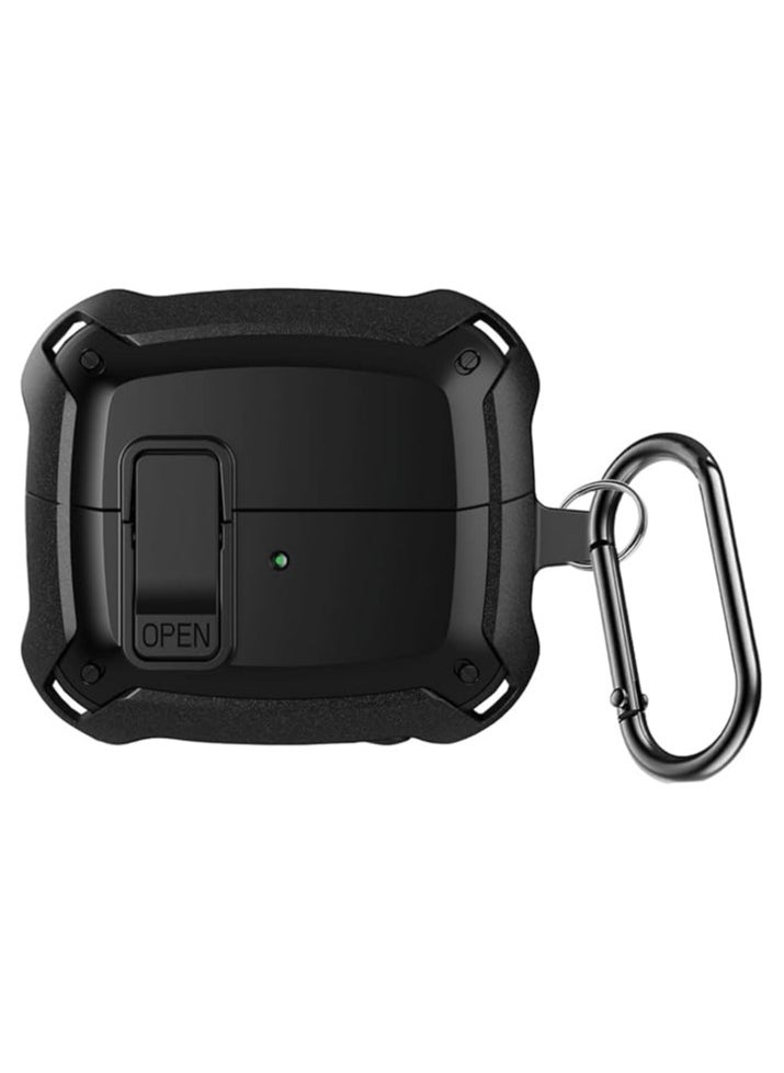 Generic - Lock Case Compatible with Samsung Galaxy Buds3 Pro/Galaxy Buds3(2024) with Keychain, Rugged Armor Designed Protection Cover with Secure Lock（Black) - Image 1