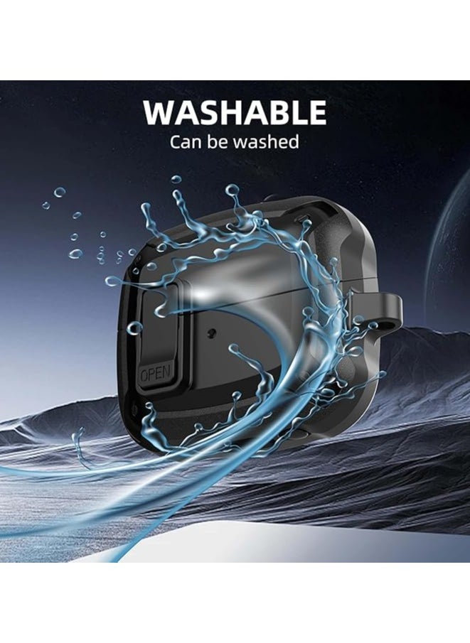 Generic - Lock Case Compatible with Samsung Galaxy Buds3 Pro/Galaxy Buds3(2024) with Keychain, Rugged Armor Designed Protection Cover with Secure Lock（Black) - Image 1