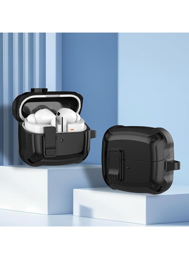 Generic - Lock Case Compatible with Samsung Galaxy Buds3 Pro/Galaxy Buds3(2024) with Keychain, Rugged Armor Designed Protection Cover with Secure Lock（Black) - Image 1