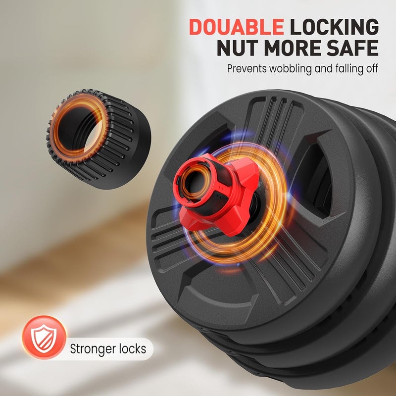 FEIERDUN Adjustable Dumbbell Set, 20lbs(9kg)/40lbs(19kg)/60lbs(28kg) Free Weight Set with Connector, 3-in-1 Design for Dumbbell, Barbell, Home Gym Equipment for Men and Women - Image 3