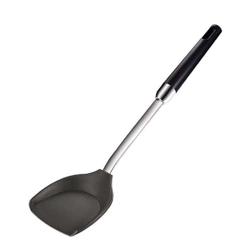 HomeAra HomeAra 1 Pcs Premium Silicone NonStick Spatula Turner with HeatResistant FoodGrade Silicone and Stainless Steel Handle Essential Kitchen Cooking Tool Turner Black - Image 1