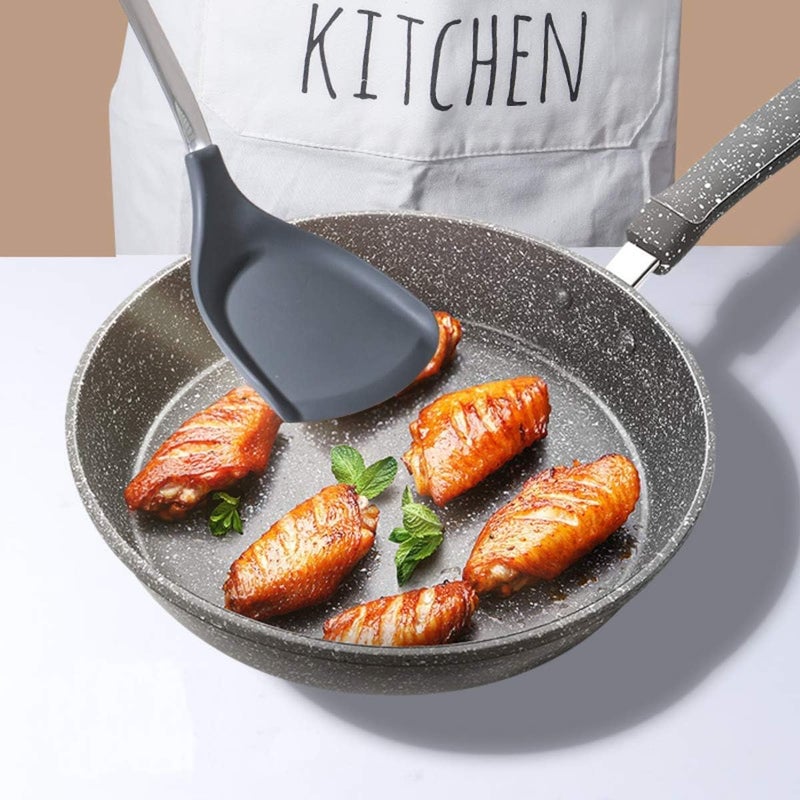 HomeAra HomeAra 1 Pcs Premium Silicone NonStick Spatula Turner with HeatResistant FoodGrade Silicone and Stainless Steel Handle Essential Kitchen Cooking Tool Turner Black - Image 5