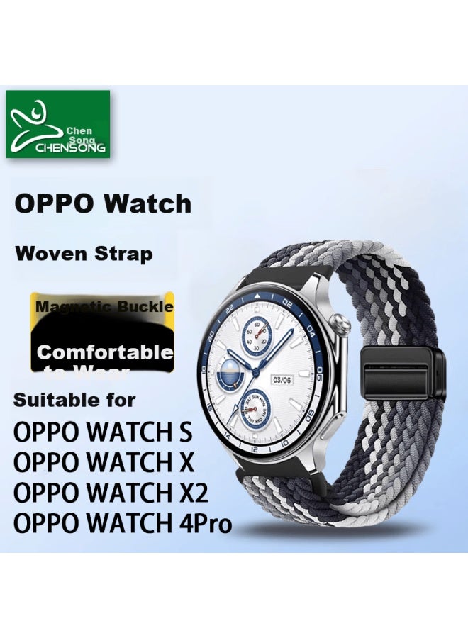 Chensong Nylon Woven Magnetic Folding Buckle Watch Strap For Oppo Watch S/x2/x/4pro And Oneplus Watch 2, Uni Sports Wristband Accessory - Image 1