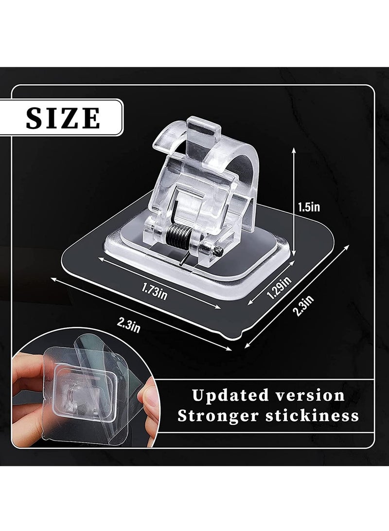 SOLARAE Adjustable Rod Bracket, Self-Adhesive Curtain Hook No Drill Fixing Rod Holder Bracket Drapery Hook Curtain Pole Towel ABS Wall Bracket Hook for Home Bathroom Living Room Hotel Use (6 Pieces, Clear) - Image 2