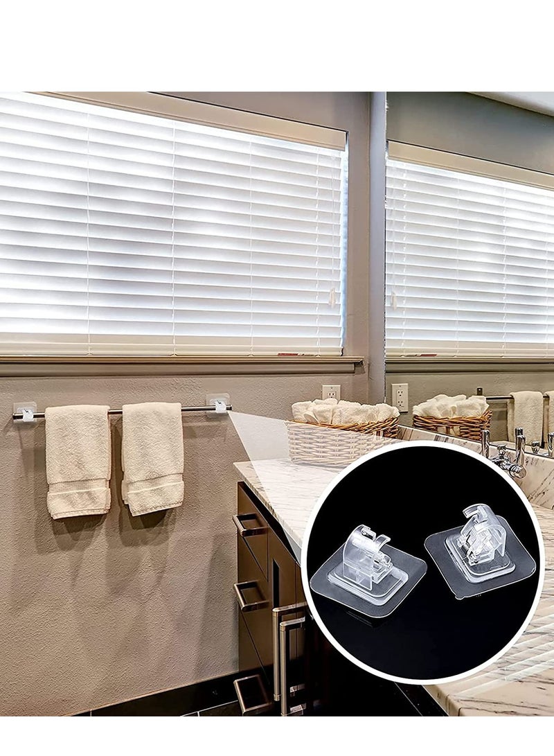 SOLARAE Adjustable Rod Bracket, Self-Adhesive Curtain Hook No Drill Fixing Rod Holder Bracket Drapery Hook Curtain Pole Towel ABS Wall Bracket Hook for Home Bathroom Living Room Hotel Use (6 Pieces, Clear) - Image 5