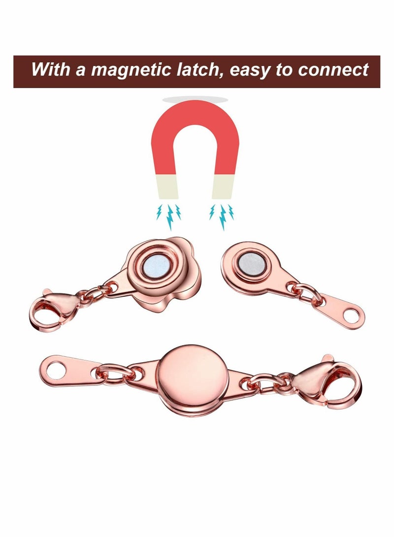 Locking Magnetic Clasps Rose Jewelry Magnetic Clasp Necklace Lobster Clasp Closures Magnetic Clasp Converter Chain Extenders for Jewelry Necklace Bracelet 12 Pieces - Image 3