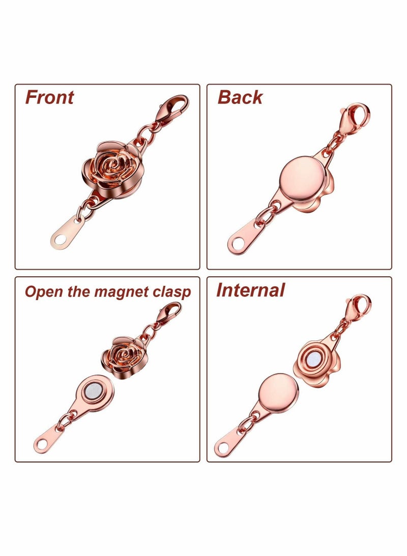 Locking Magnetic Clasps Rose Jewelry Magnetic Clasp Necklace Lobster Clasp Closures Magnetic Clasp Converter Chain Extenders for Jewelry Necklace Bracelet 12 Pieces - Image 4