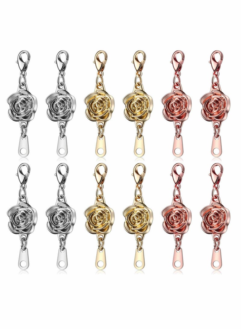Locking Magnetic Clasps Rose Jewelry Magnetic Clasp Necklace Lobster Clasp Closures Magnetic Clasp Converter Chain Extenders for Jewelry Necklace Bracelet 12 Pieces - Image 1
