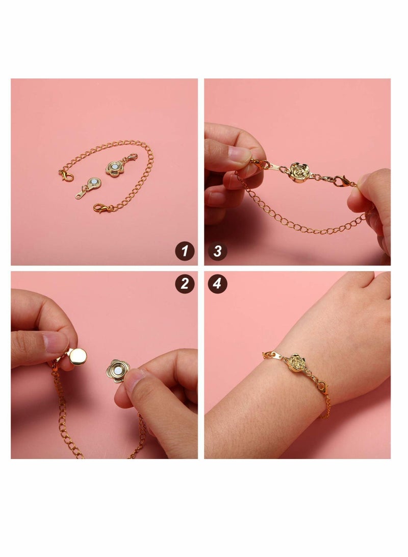 Locking Magnetic Clasps Rose Jewelry Magnetic Clasp Necklace Lobster Clasp Closures Magnetic Clasp Converter Chain Extenders for Jewelry Necklace Bracelet 12 Pieces - Image 5